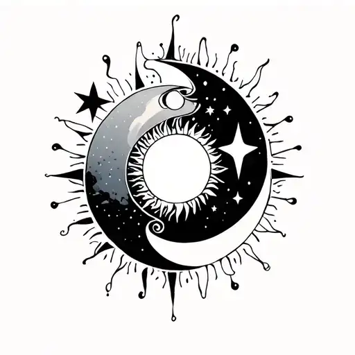 Gemini Sign Plus Sun Moon Stars