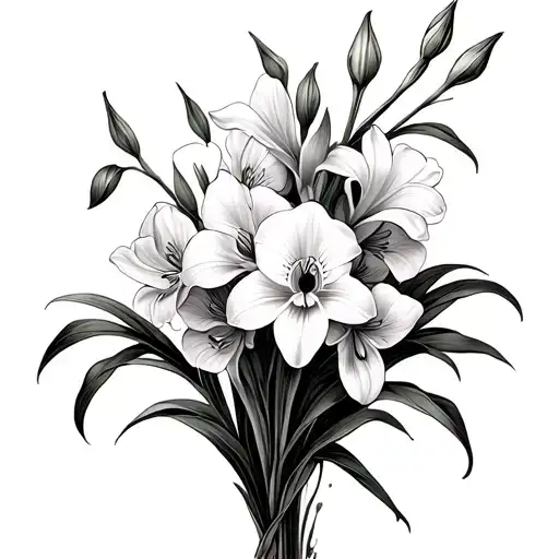 Lilly Of The Valley And Gladiolus Flower Bouquet