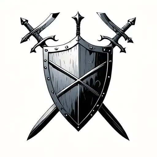 Shield With Swords Behind It