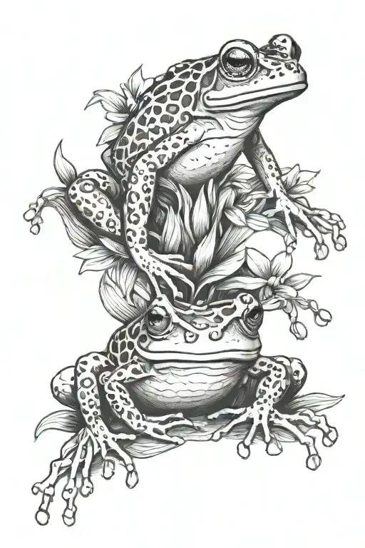 Frog And Flowers Intertwined
