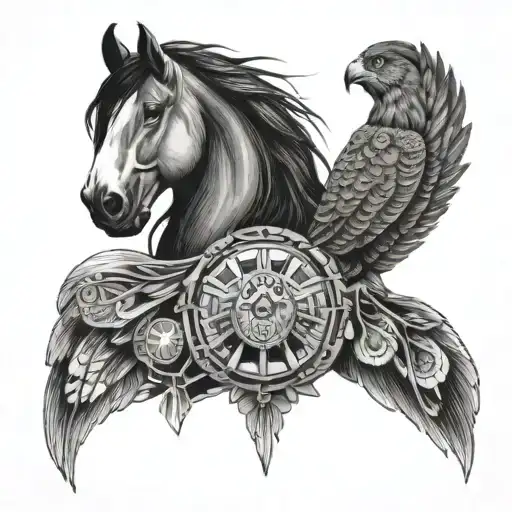 American Indian Horse And Owl