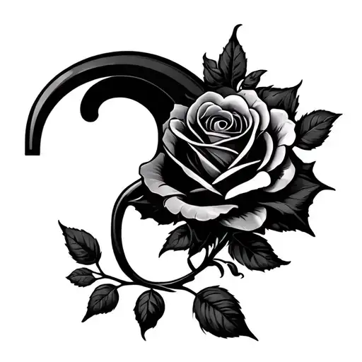 Question Mark And Black Rose