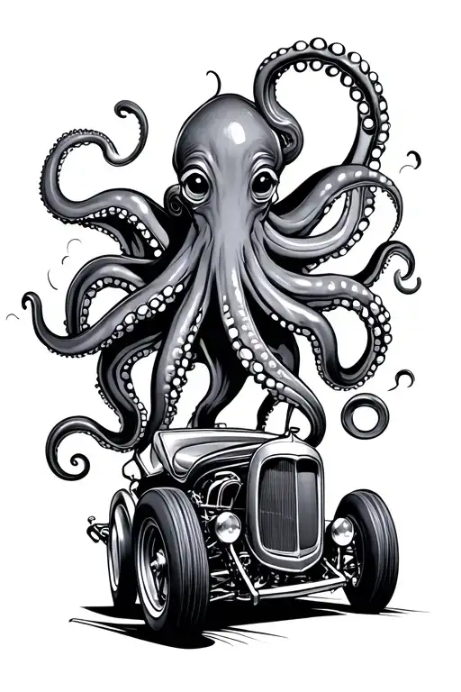 Octopus Driving A Hotrod