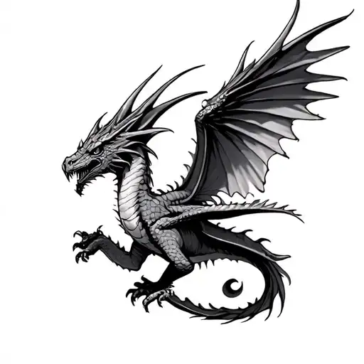 Wyvern And Bird Flying