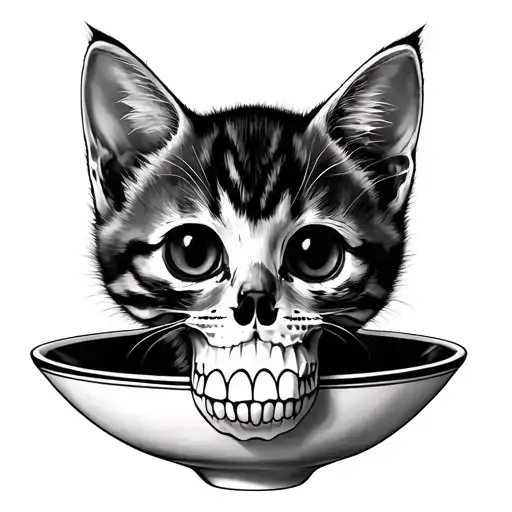 Kitten In A Skull Tea Cup