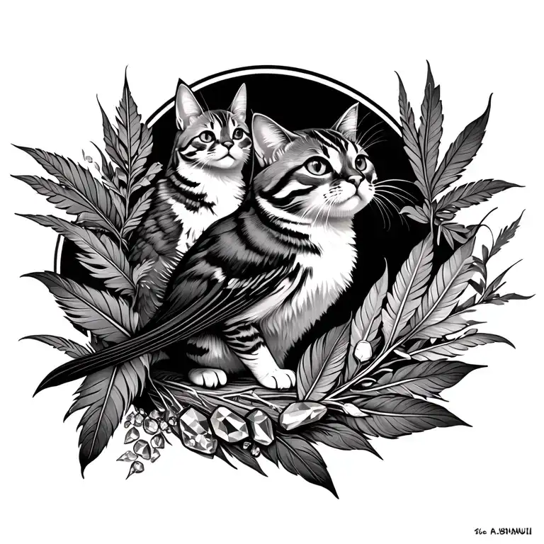 Nature Cats Bird Feathers Crystals Jumanji Weed