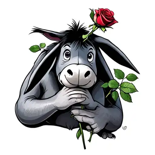 Eeyore Holding Rose