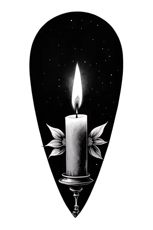 A Single Candle Burning In Darkness