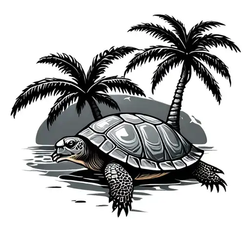 Palm Tree And Turtle