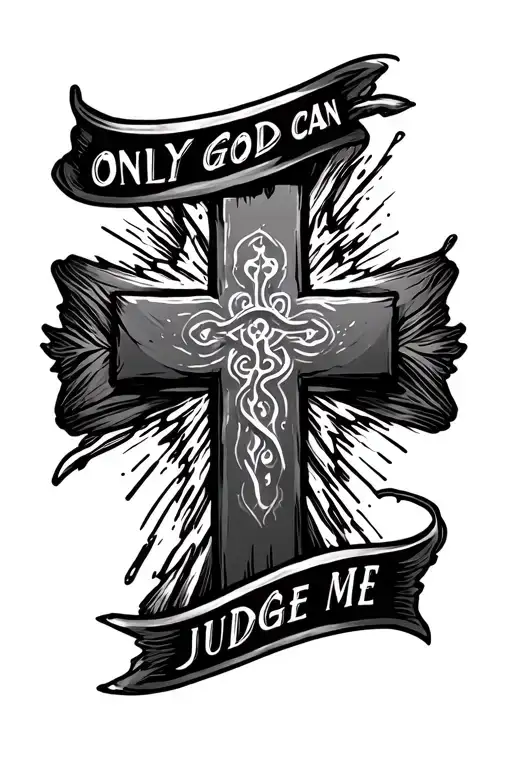 Make Me A Tattoo Thats A Basic Cross That Says Only God Can Judge Me