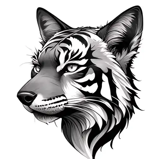 Half Fox Head Half Tiger Head