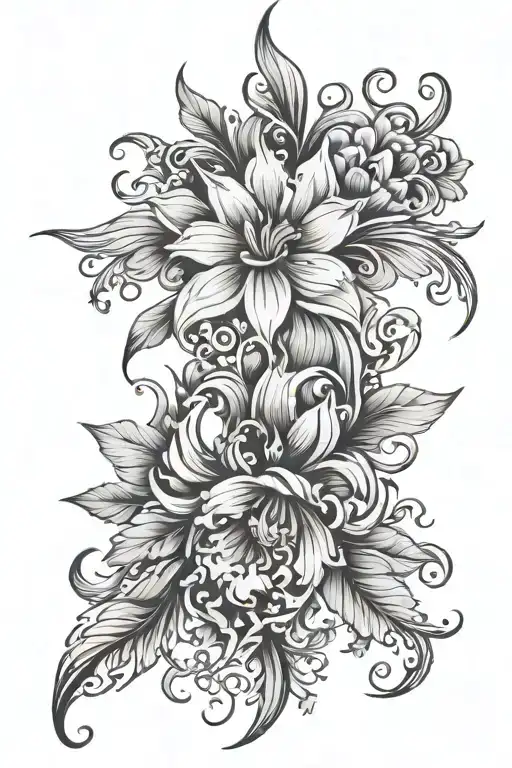 Symetric Floral Back Tattoo Design