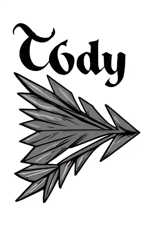 Simple Line Design Arrow With The Name Cody Written As Script In The Shaft