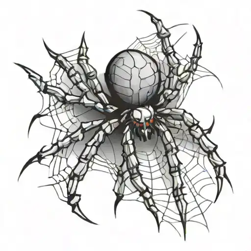 Spider With Web And Fangs