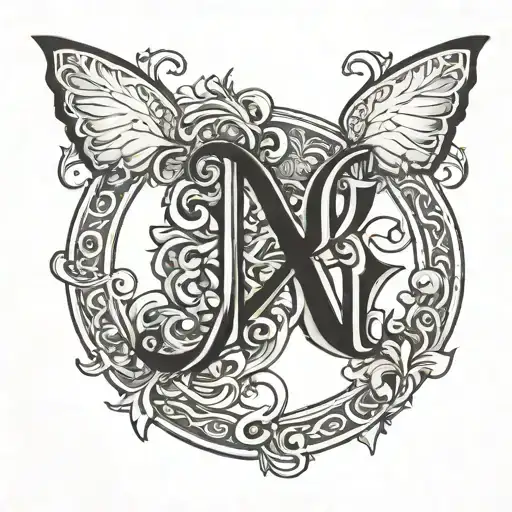 A Line Either Side Initials Pj