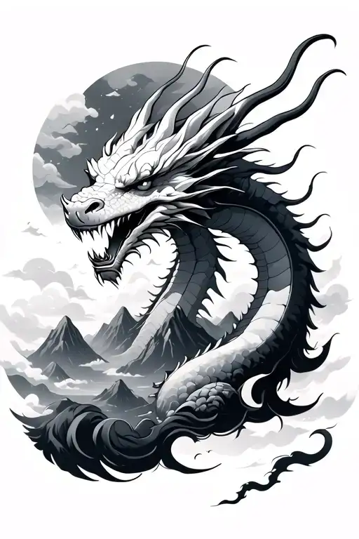 Mountains Dragon Clouds Surrounding