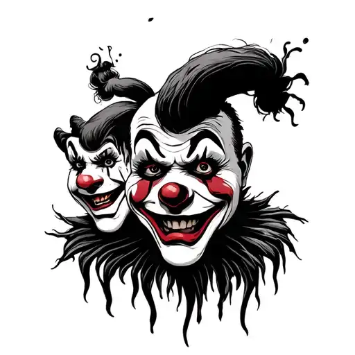 Sad And Happy Clowns Faces Italian Theater Demonic Classic And Sole Key Music