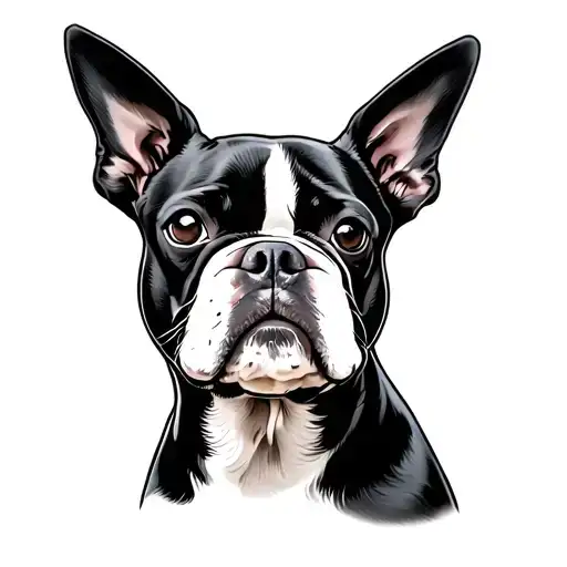 Boston Terrier Pointy Ears Only With The Name Rocky