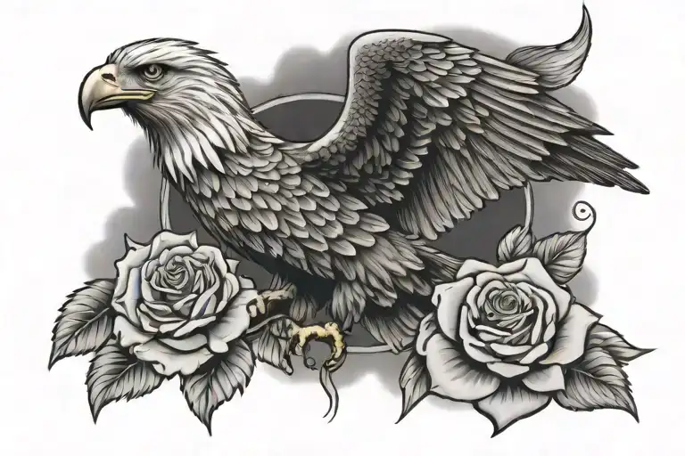 Eagle And Roses And Clouds