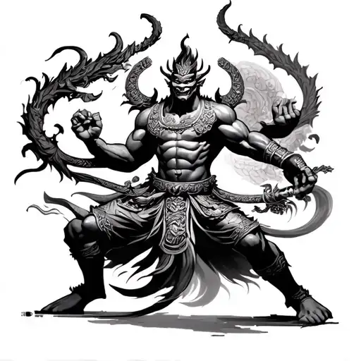 Thai Demon Warrior Battling