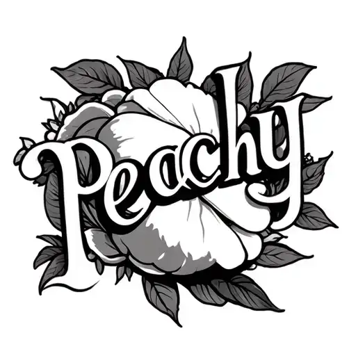 The Words Peachy Written In Trad Tattoo Design
