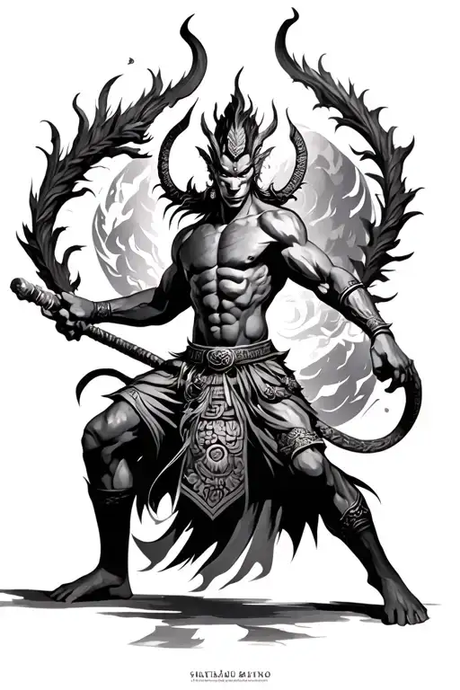 Thai Demon Warrior Battling
