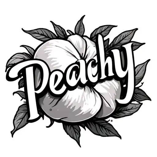 The Words Peachy Written In Trad Tattoo Design