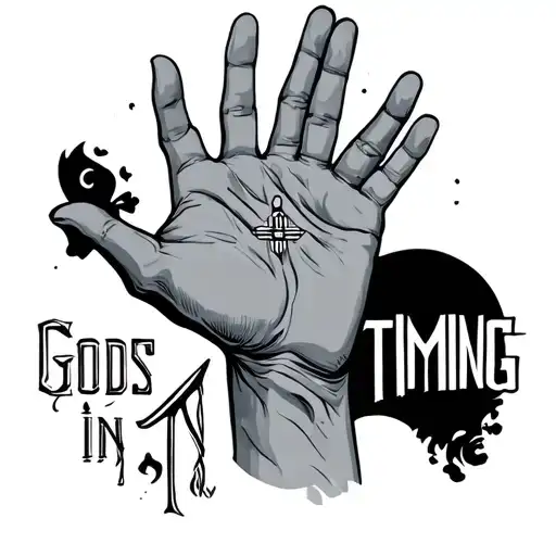 Gods Timing In Letters With Payer Hands