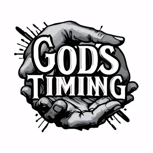 Gods Timing In Letters With Payer Hands Holding