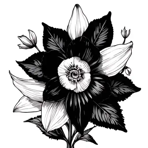 Larkspur And Daffodil Fine Line