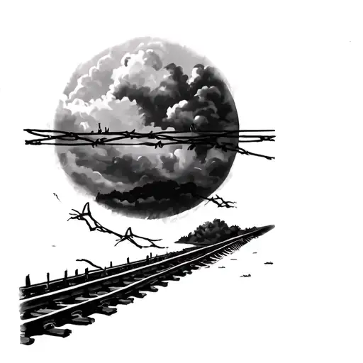 Coverup Telephone Wire And A Railroad Track