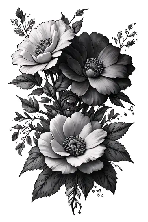 Flowers And Saying Down Spine Tattoo With Flowers