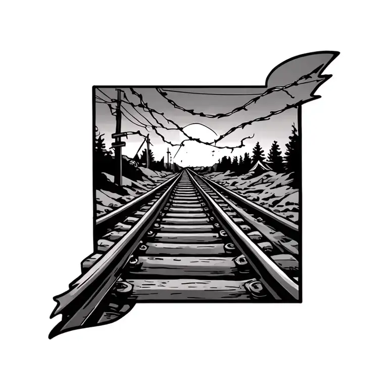 Coverup Telephone Wire And A Railroad Track