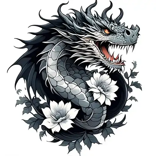 Dragon With Flowers