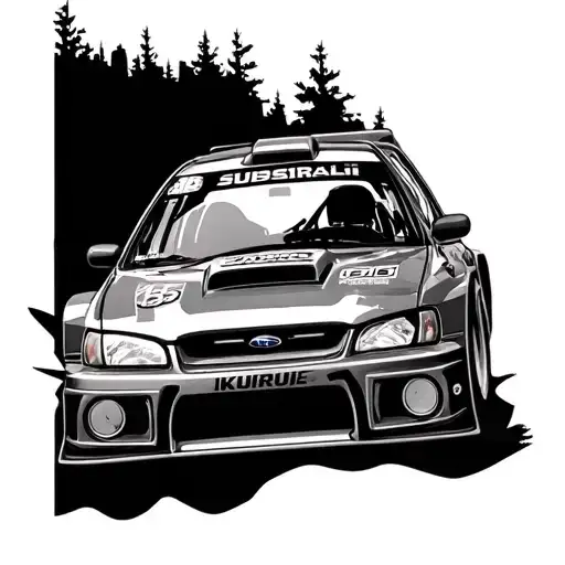 Subaru Impreza 555 Rally Car Off Road Drivibg From Left To Right View