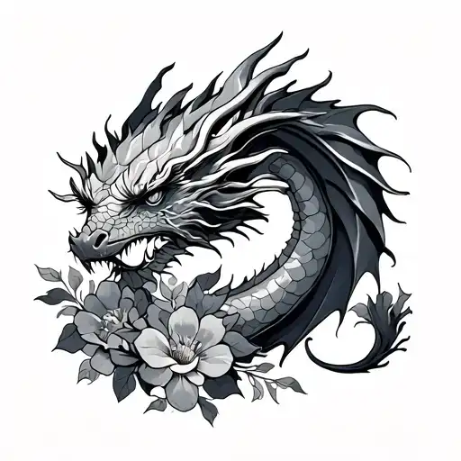 Dragon With Flowers