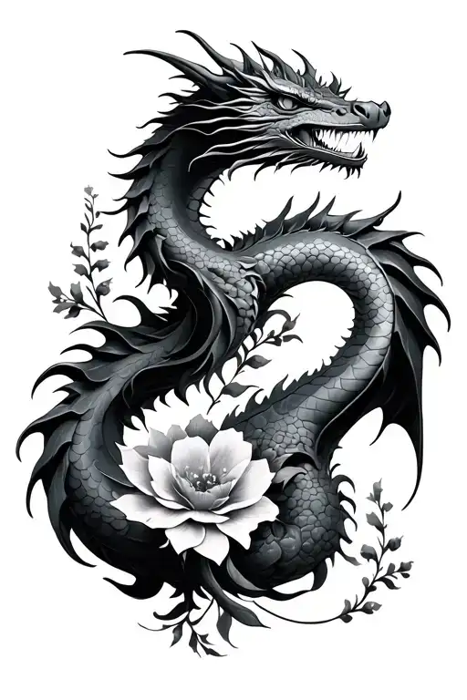 Dragon With Flowers