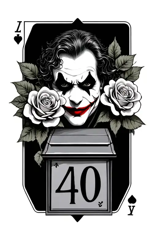 Joker Card With Roses And A Letter Box With The Number 40