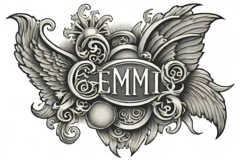 The Word Gemini With Sun Rays Radiating