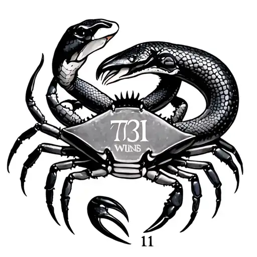 Crab And Snake Interwined And A Roman Numeral 7 3 1
