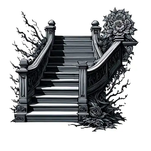 Long Heaven Stairs Leading Goth Style Tattoo Featuring