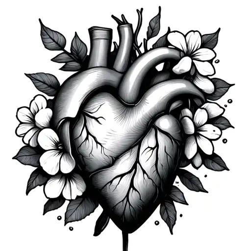 Heart Organ With December Flowers