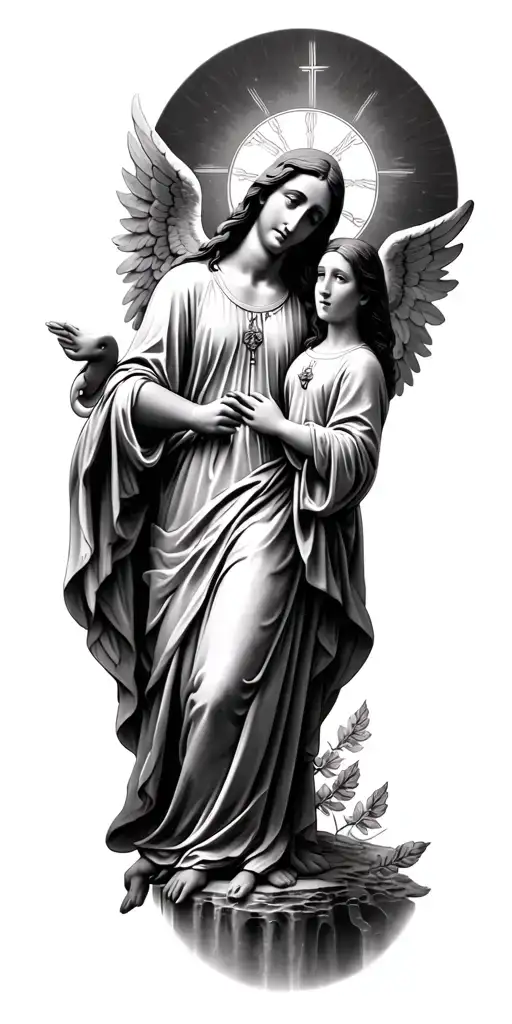 Jesus Angels Virgin Mary And Achristian Them Full Slevee For Arm