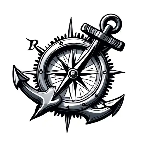 Navy Anchor Intertwined Compass