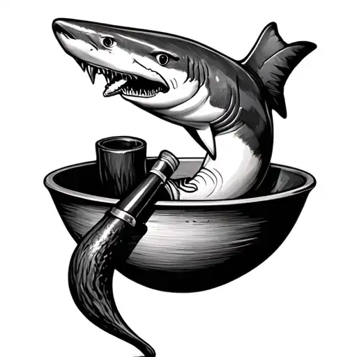 A Pipe With A Shark Swimming In The Bowl