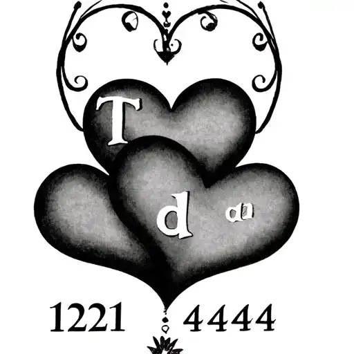 Two Hearts With Initials T And D Date 12121 With Number 444