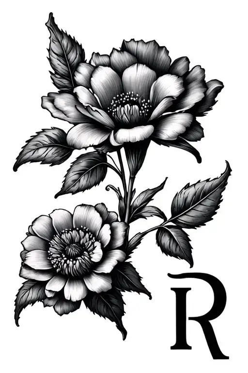 March And November Birth Flower With L And R Initials