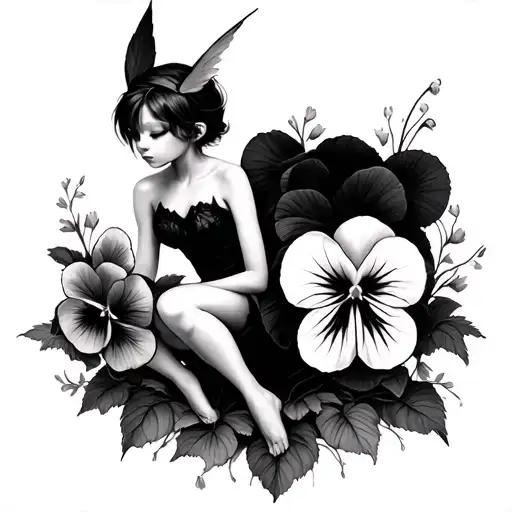 Pixie Sit On Pansies