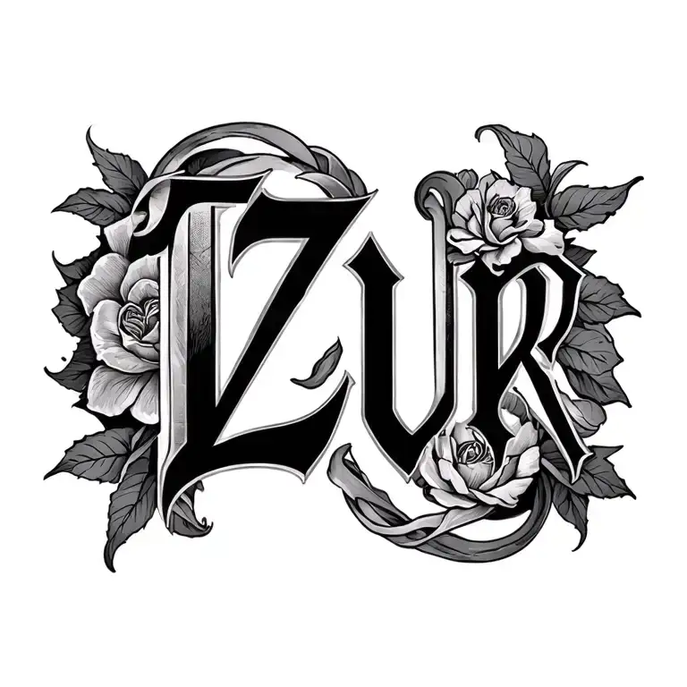 Powerful Blackwork Tattoo With The Word Tzur