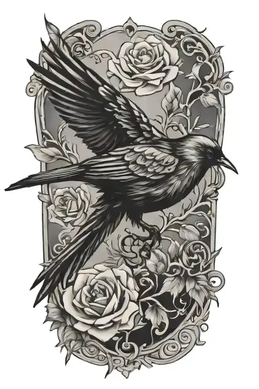 Dark Bird Tattoo Design